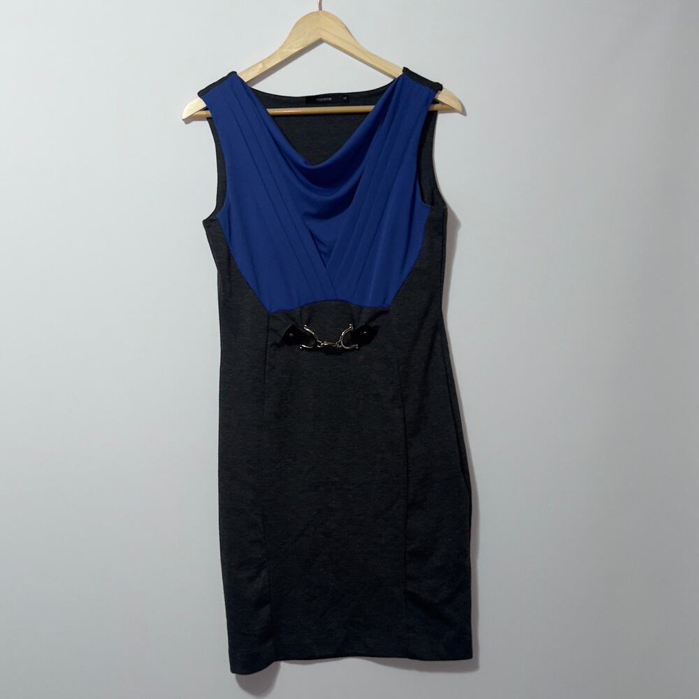 Madame black and blue short sleeve midi dress women’s size large